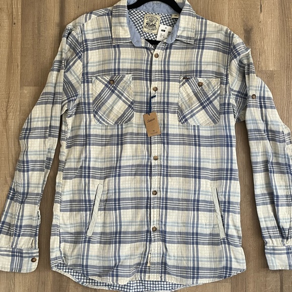 Scotch & Soda Mens Brushed cotton flannel Shirt w/ Leather detail front pockets - Picture 1 of 5